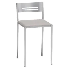 Taburete Bajo con Respaldo y Asiento Tapizado de Aluminio 833/AL