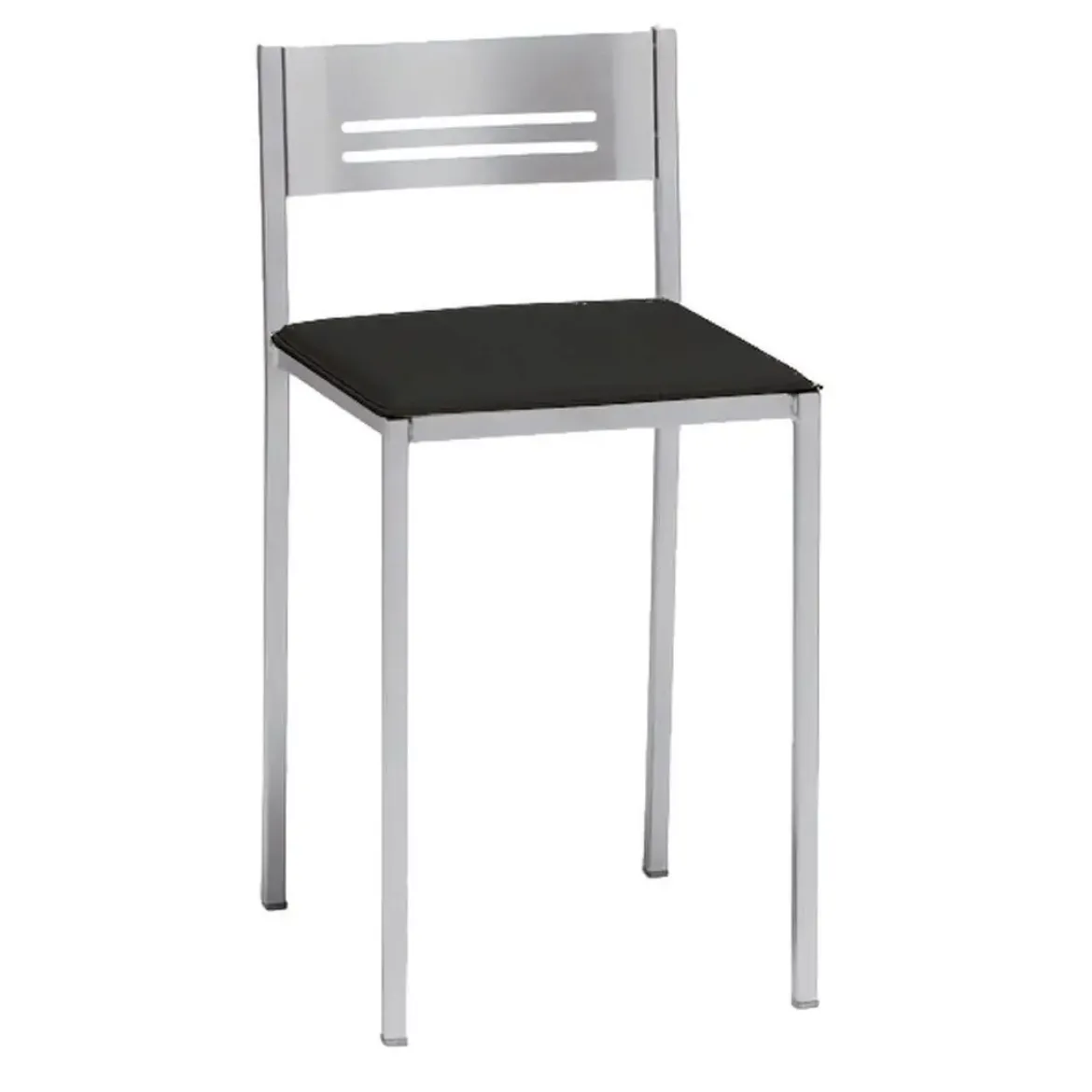 Taburete Bajo con Respaldo y Asiento Tapizado de Aluminio 833/AL