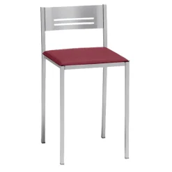Taburete Bajo con Respaldo y Asiento Tapizado de Aluminio 833/AL