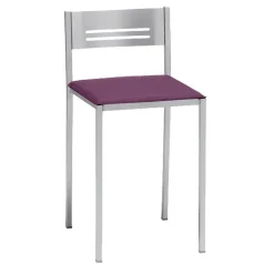 Taburete Bajo con Respaldo y Asiento Tapizado de Aluminio 833/AL