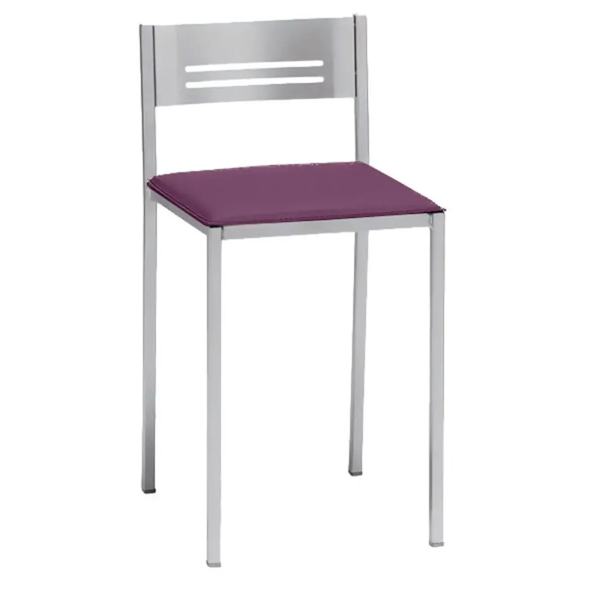 Taburete Bajo con Respaldo y Asiento Tapizado de Aluminio 833/AL