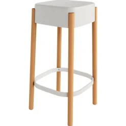Taburete con Patas de Madera de Color Blanco VISBY CG1646DB