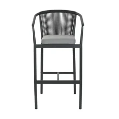 Taburete de Aluminio- Ratán Tapizado MB-218354
