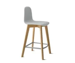 Taburete de 80 cm con Patas de Madera y Asiento Tapizado DOLCE
