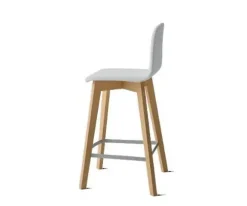 Taburete de 80 cm con Patas de Madera y Asiento Tapizado DOLCE
