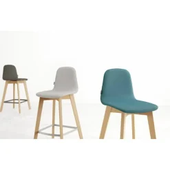 Taburete de 65 cm con Patas de Madera y Asiento Tapizado DOLCE