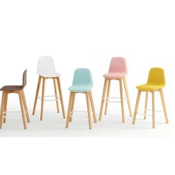 Taburete de 80 cm con Patas y Asiento de Madera de Haya DOLCE