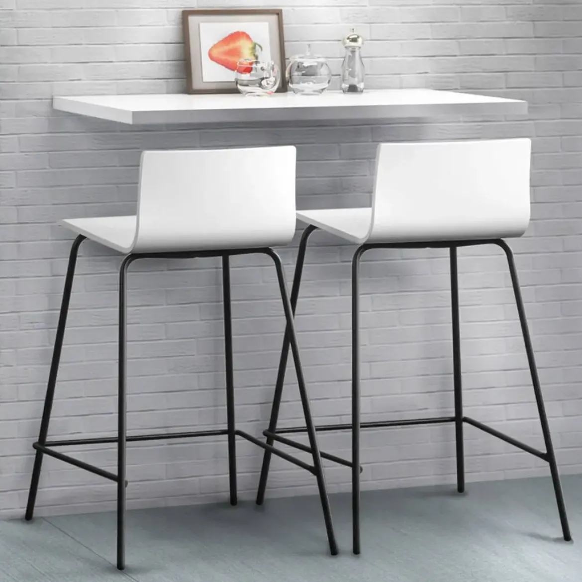 Taburete de Cocina Alto de Metal con Asiento Texturado LIRIO