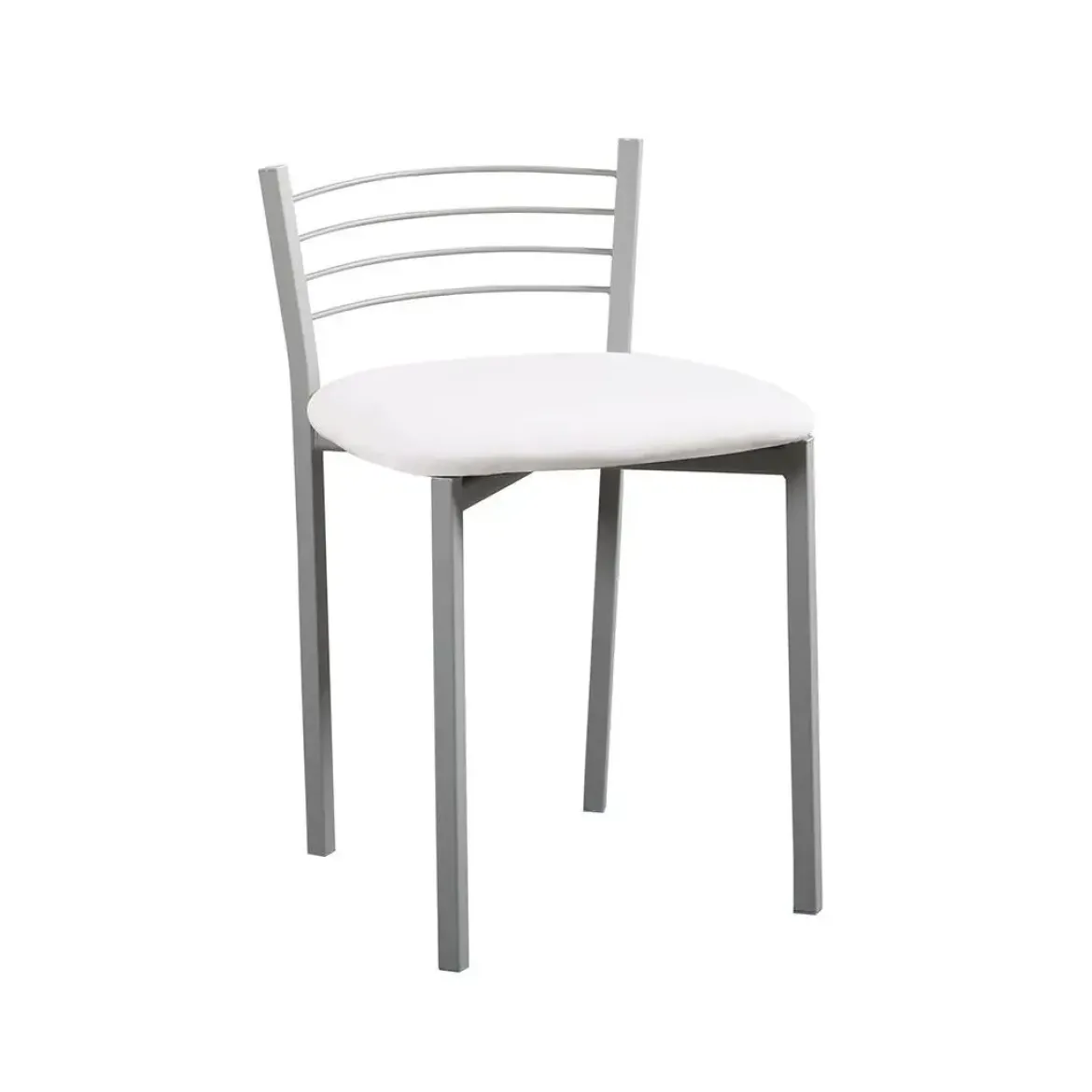 Taburete de Cocina con Estructura Metálica y Polipiel Blanco
