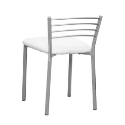 Taburete de Cocina con Estructura Metálica y Polipiel Blanco