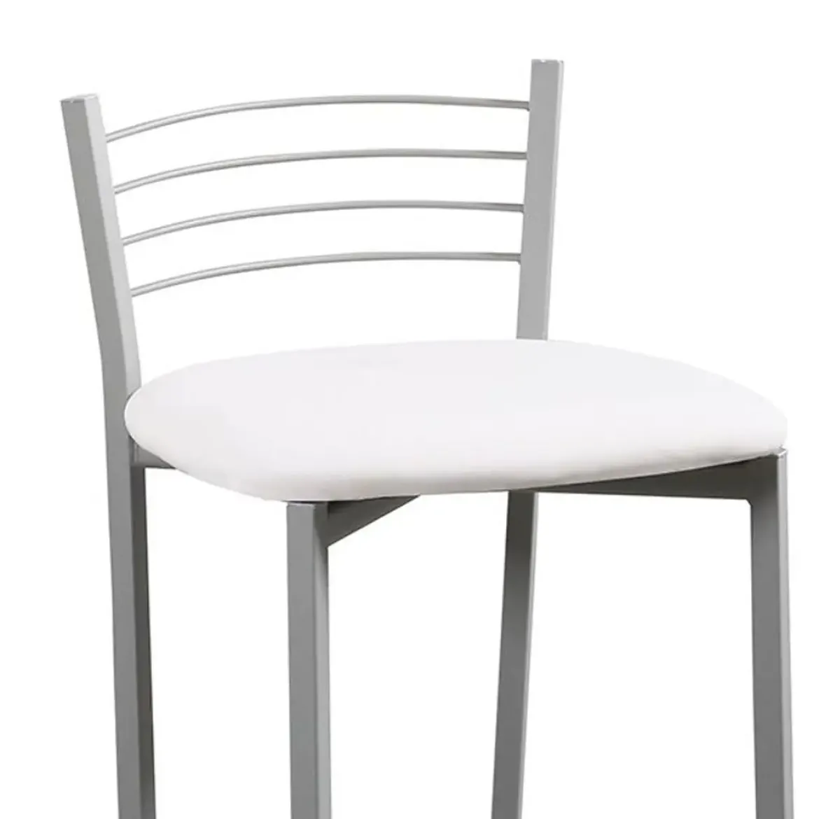 Taburete de Cocina con Estructura Metálica y Polipiel Blanco