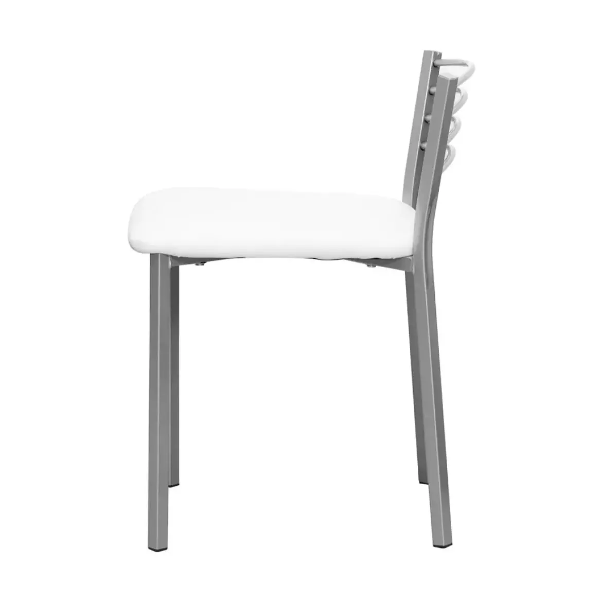 Taburete de Cocina con Estructura Metálica y Polipiel Blanco