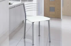 Taburete de Cocina con Estructura Metálica y Polipiel Blanco 10