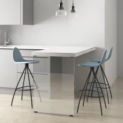Taburete de Cocina con Respaldo y Asiento Tapizado PETRIS