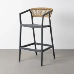 Taburete de Cocina Contract con Respaldo de Cuerda Poli Color Antracita 616273
