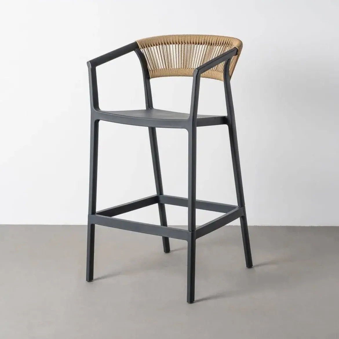 Taburete de Cocina Contract con Respaldo de Cuerda Poli Color Antracita 616273