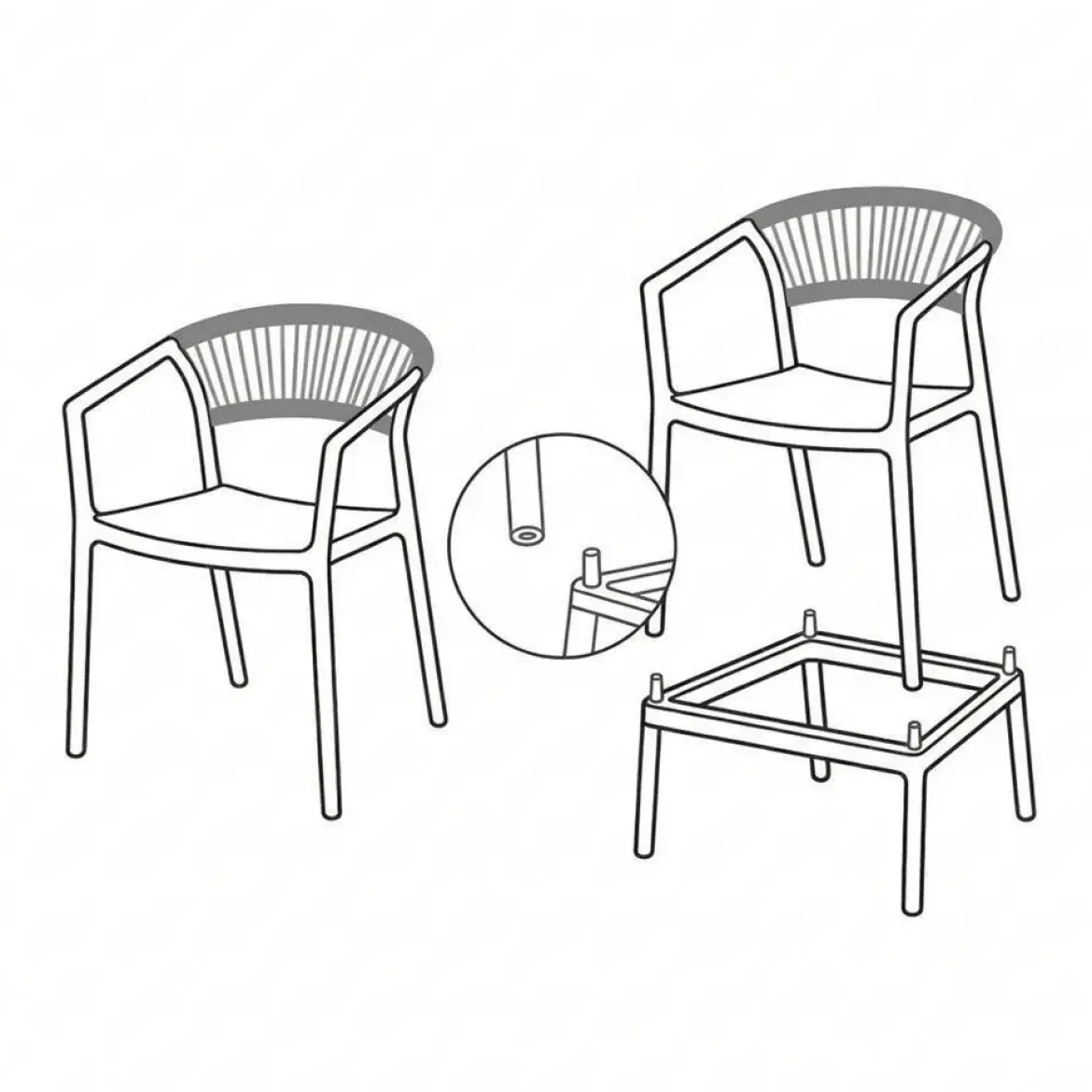 Taburete de Cocina Contract con Respaldo de Cuerda Poli Color Antracita 616273