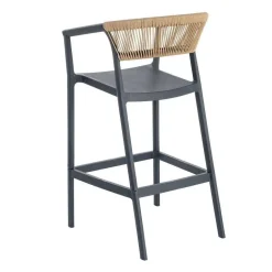 Taburete de Cocina Contract con Respaldo de Cuerda Poli Color Antracita 616273
