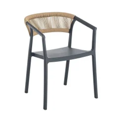 Taburete de Cocina Contract con Respaldo de Cuerda Poli Color Antracita 616273