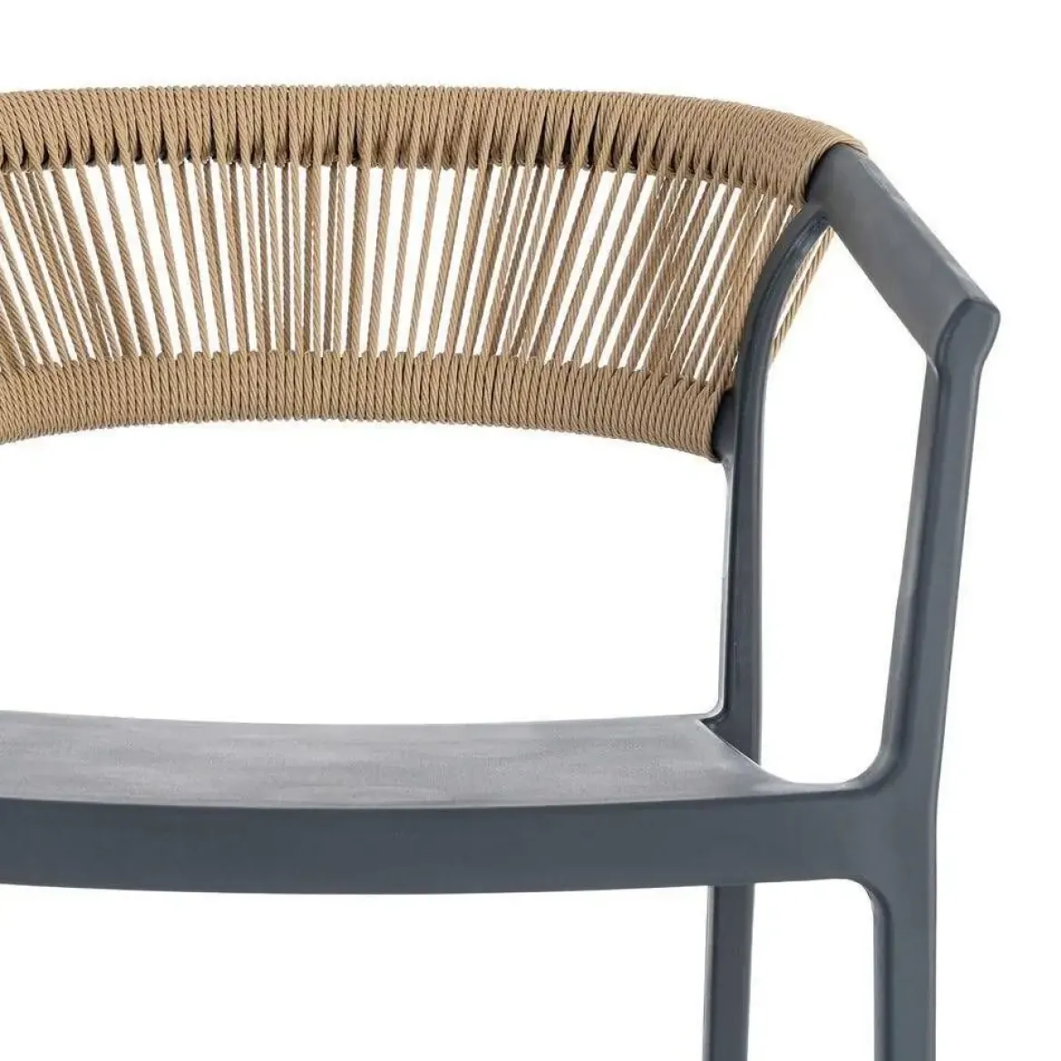 Taburete de Cocina Contract con Respaldo de Cuerda Poli Color Antracita 616273