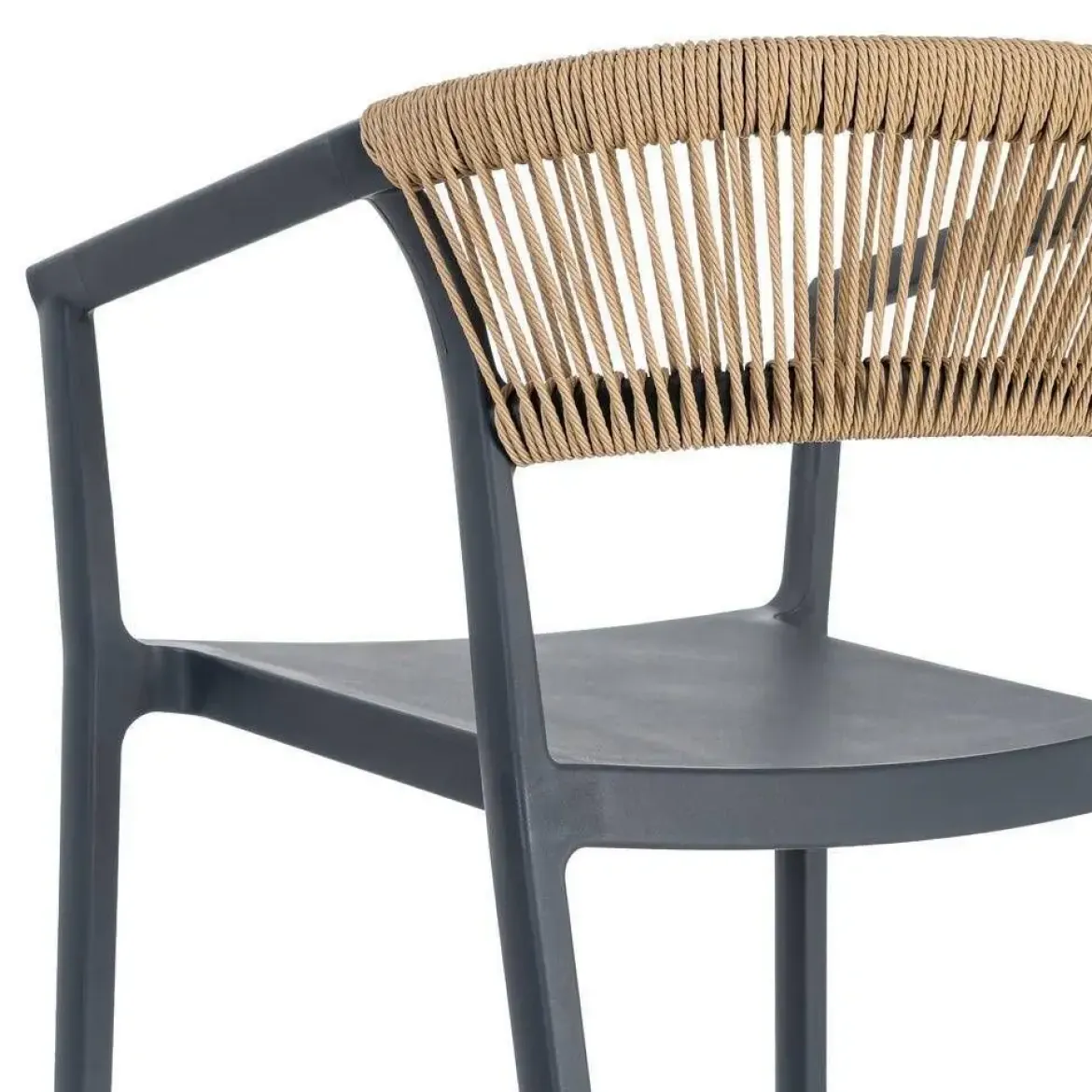 Taburete de Cocina Contract con Respaldo de Cuerda Poli Color Antracita 616273