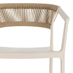 Taburete de Cocina Contract con Respaldo de Cuerda Poli Color Crema 616274