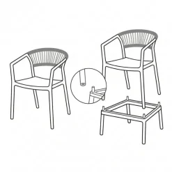 Taburete de Cocina Contract con Respaldo de Cuerda Poli Color Crema 616274