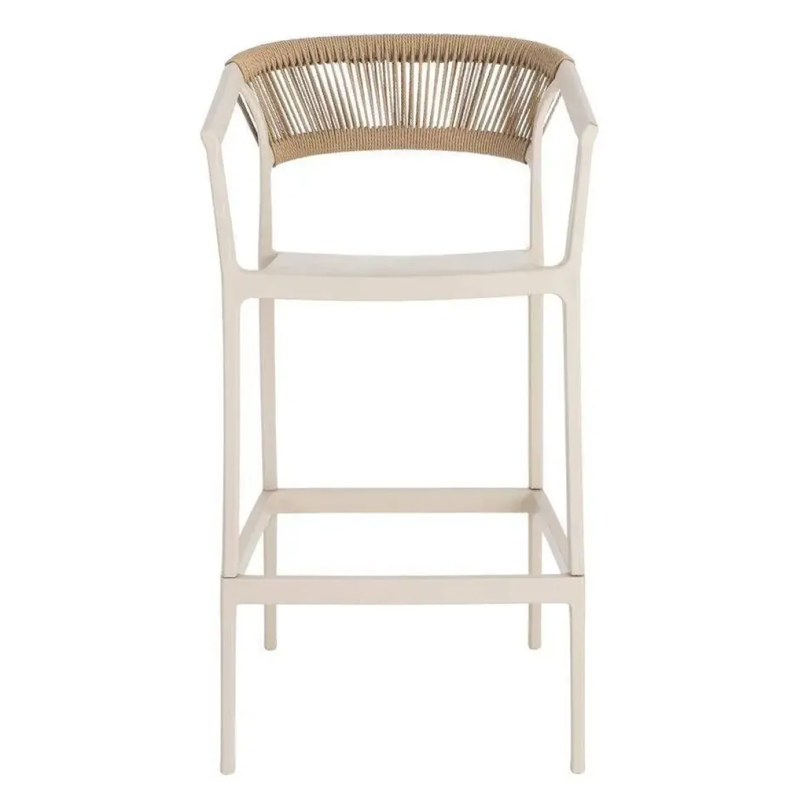 Taburete de Cocina Contract con Respaldo de Cuerda Poli Color Crema 616274
