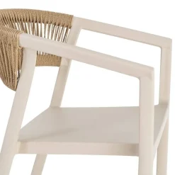 Taburete de Cocina Contract con Respaldo de Cuerda Poli Color Crema 616274