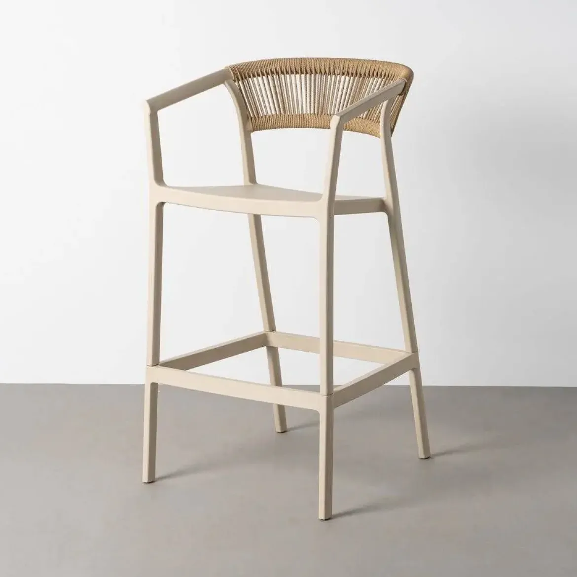 Taburete de Cocina Contract con Respaldo de Cuerda Poli Color Crema 616274