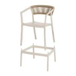 Taburete de Cocina Contract con Respaldo de Cuerda Poli Color Crema 616274