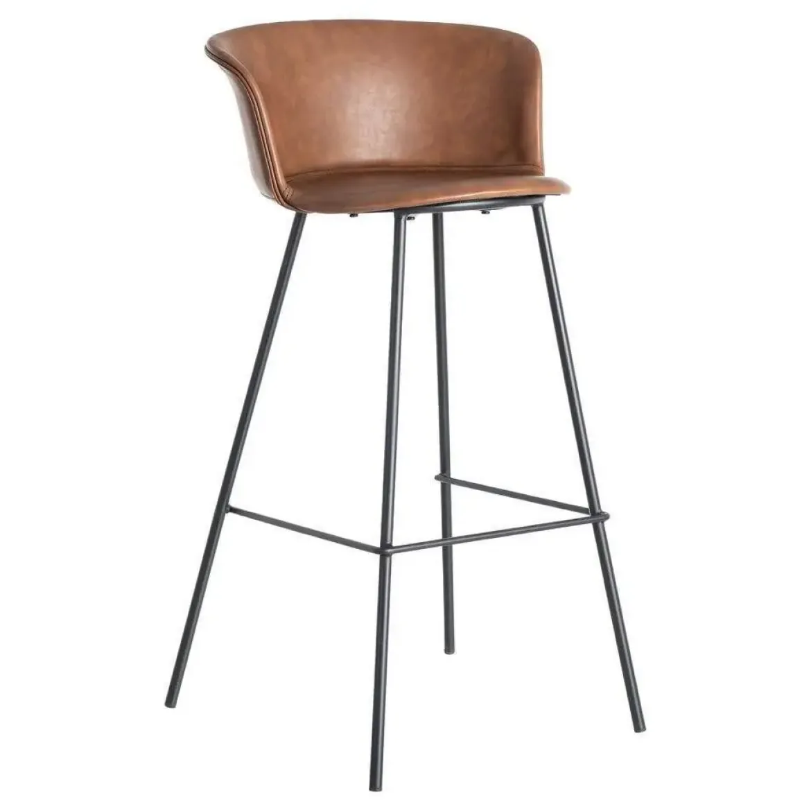 Taburete de Cocina de 44,50 cm en Metal y Símil Piel Marrón 615516