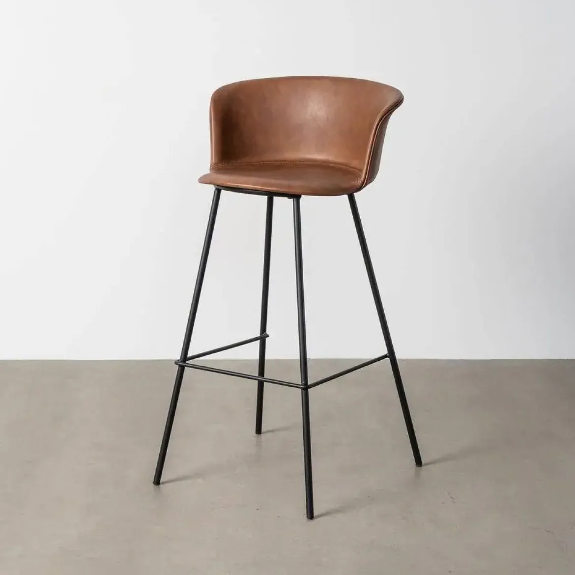 Taburete de Cocina de 44,50 cm en Metal y Símil Piel Marrón 615516