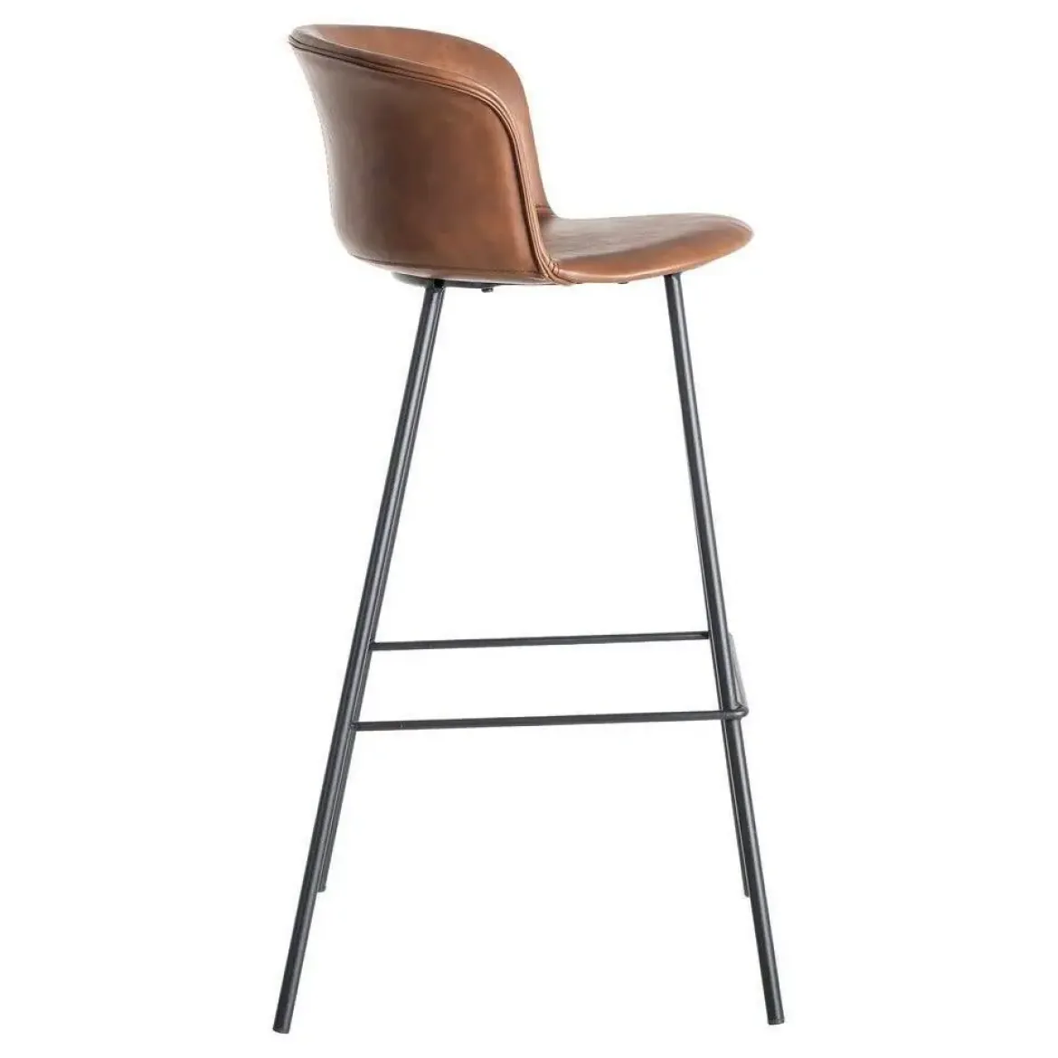 Taburete de Cocina de 44,50 cm en Metal y Símil Piel Marrón 615516