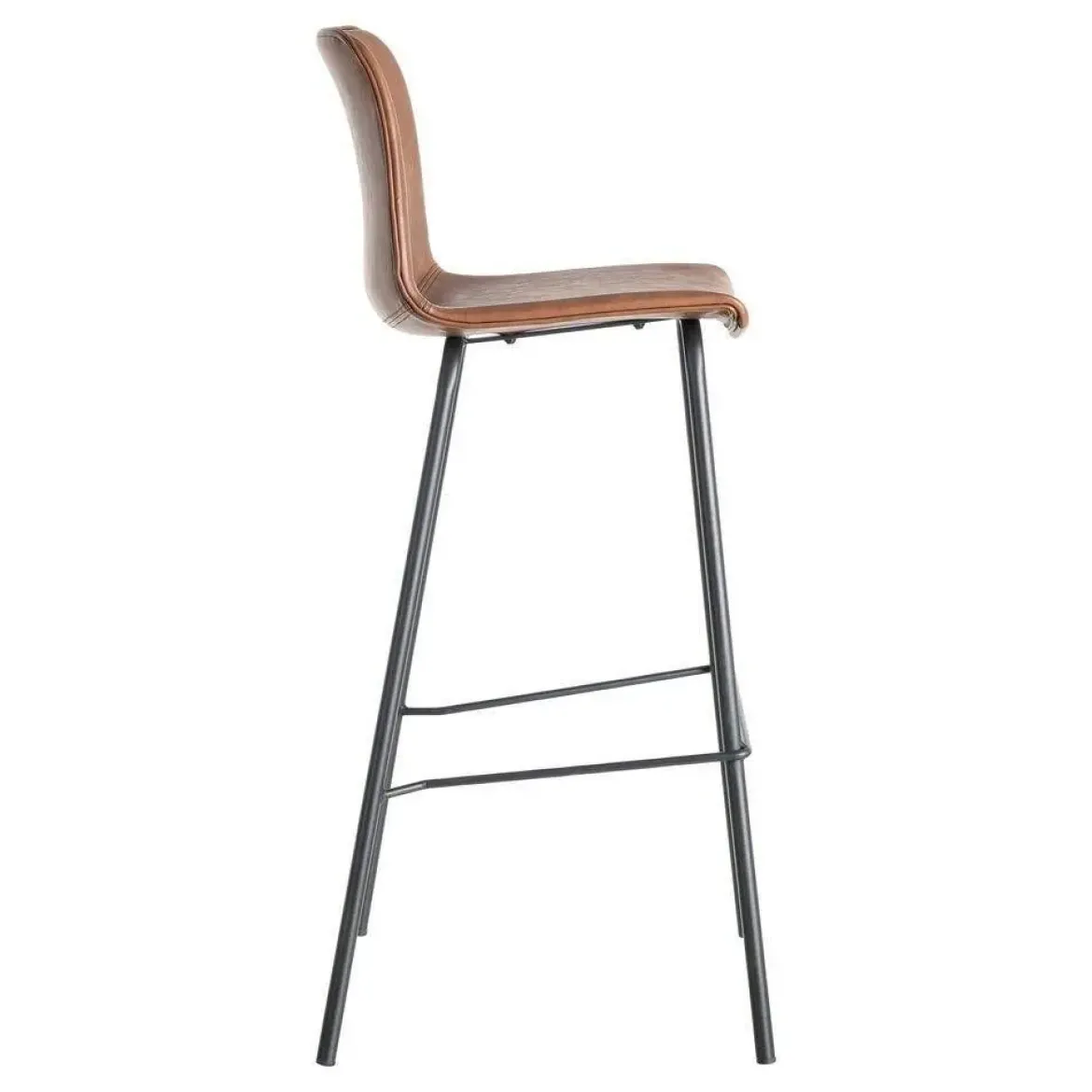 Taburete de Cocina de 47 cm en Metal y Símil Piel Marrón 615510