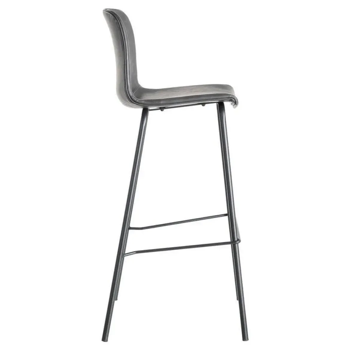Taburete de Cocina de 47 cm en Metal y Símil Piel Negro 615511