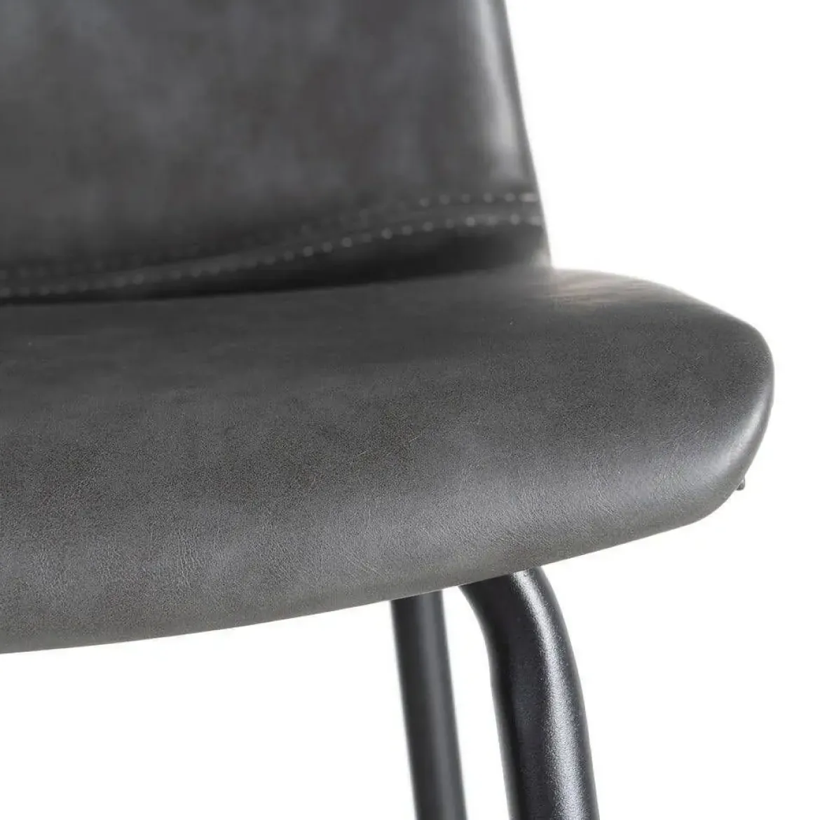 Taburete de Cocina de 47 cm en Metal y Símil Piel Negro 615511