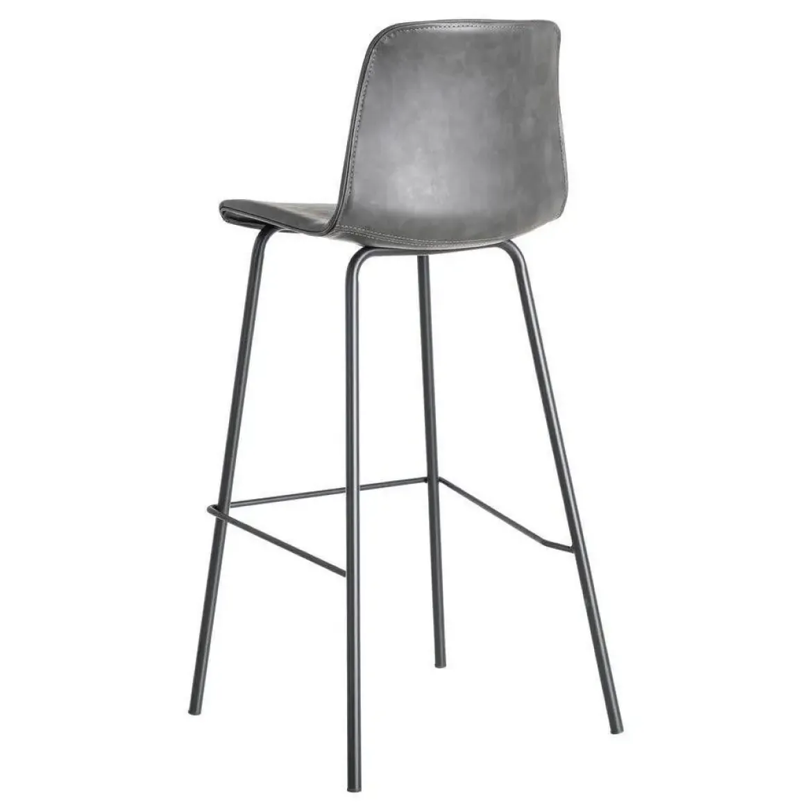 Taburete de Cocina de 47 cm en Metal y Símil Piel Negro 615511