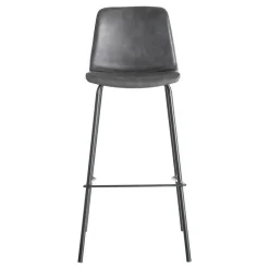Taburete de Cocina de 47 cm en Metal y Símil Piel Negro 615511
