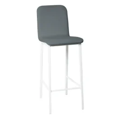 Taburete de Cocina de Metal Blanco con Asiento Tapizado TEBA