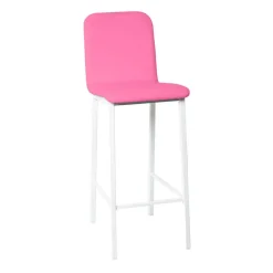 Taburete de Cocina de Metal Blanco con Asiento Tapizado TEBA