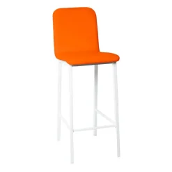 Taburete de Cocina de Metal Blanco con Asiento Tapizado TEBA