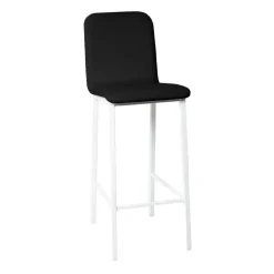 Taburete de Cocina de Metal Blanco con Asiento Tapizado TEBA