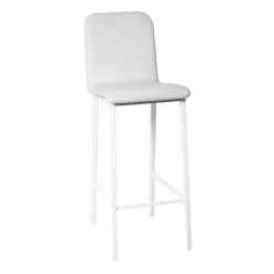 Taburete de Cocina de Metal Blanco con Asiento Tapizado TEBA