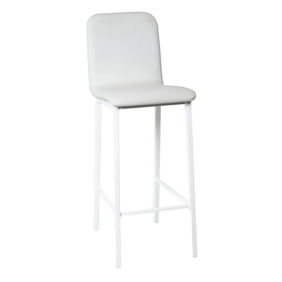 Taburete de Cocina de Metal Blanco con Asiento Tapizado TEBA