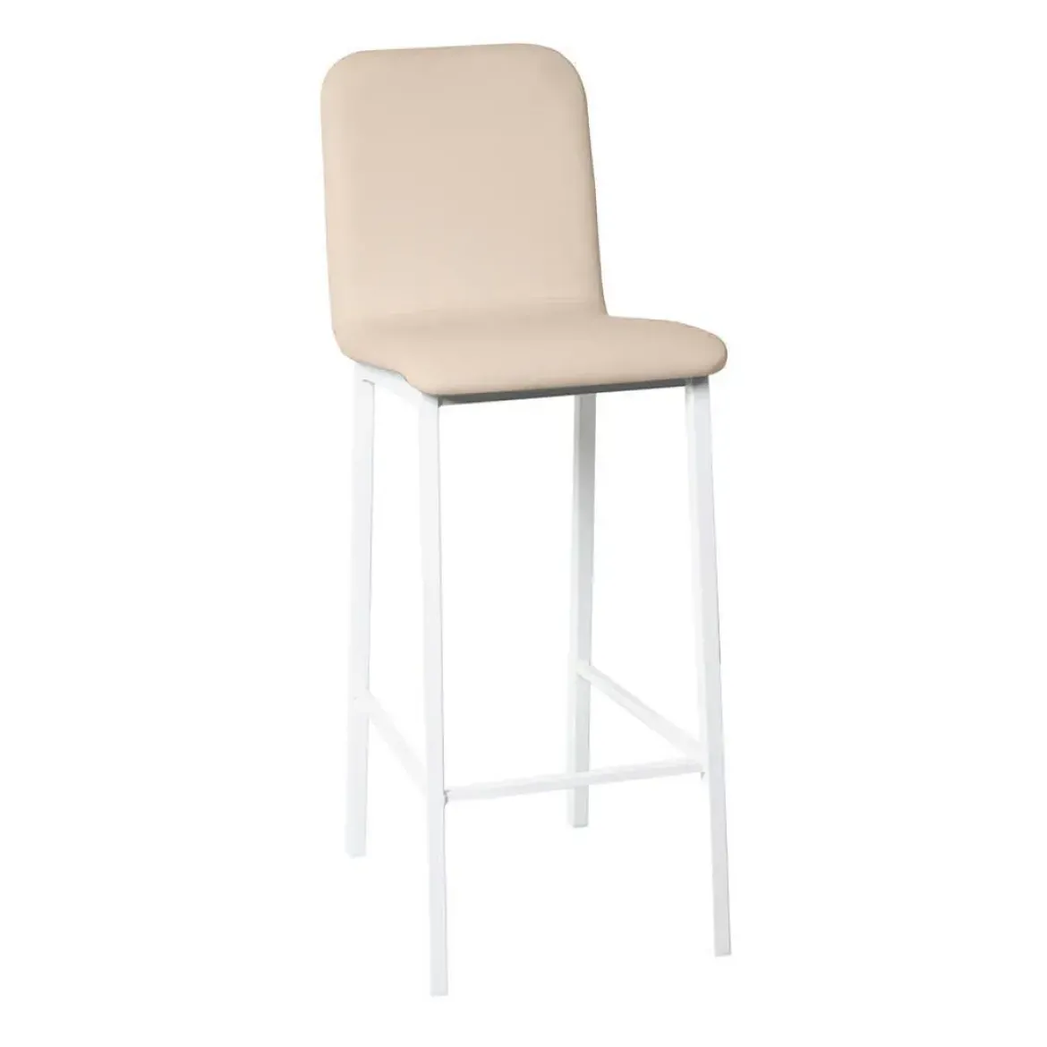 Taburete de Cocina de Metal Blanco con Asiento Tapizado TEBA