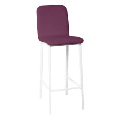 Taburete de Cocina de Metal Blanco con Asiento Tapizado TEBA