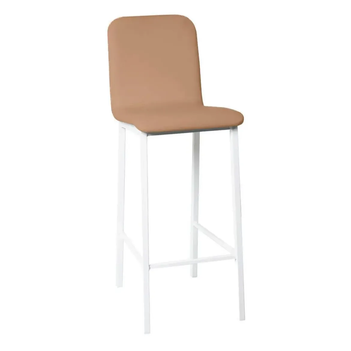 Taburete de Cocina de Metal Blanco con Asiento Tapizado TEBA