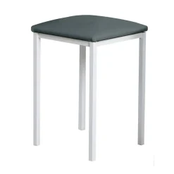 Taburete de Cocina de Metal Blanco con Asiento Tapizado 780/BL