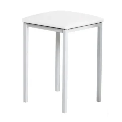 Taburete de Cocina de Metal Blanco con Asiento Tapizado 780/BL